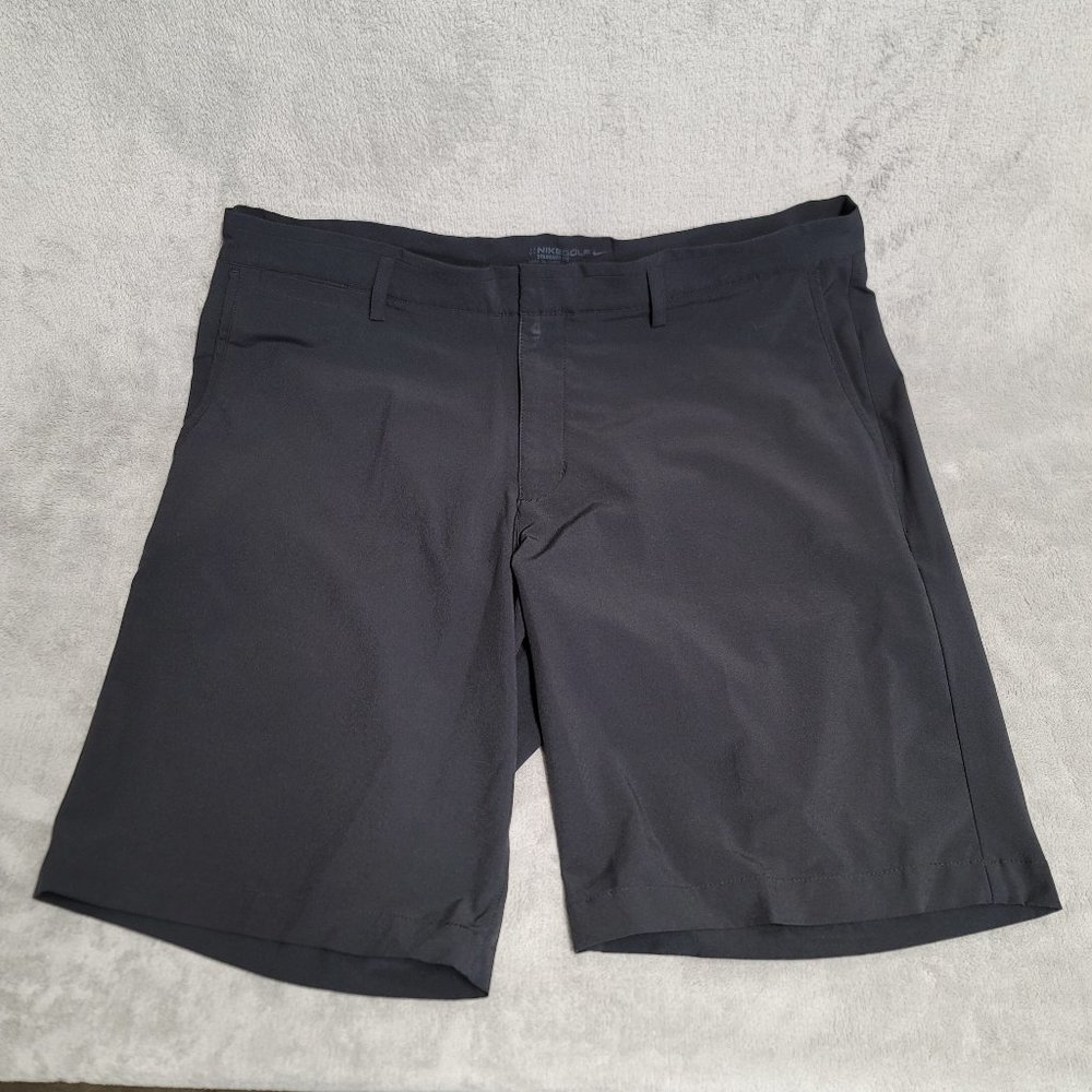 Nike Golf Shorts Mens Size 36 Standard Dri Fit  Black Flat Front Stretch